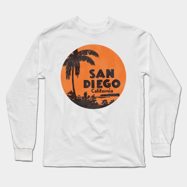 San Diego California Vintage Travel Souvenir Long Sleeve T-Shirt by darklordpug